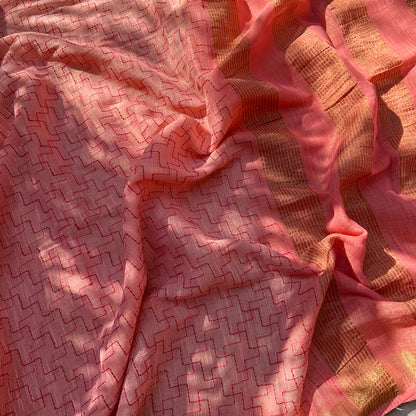 Chandra Kauns Linen Embroidered Saree