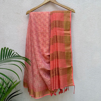 Chandra Kauns Linen Embroidered Saree