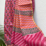Load image into Gallery viewer, Chitragandha Handblock Printed Moonga Silk Saree
