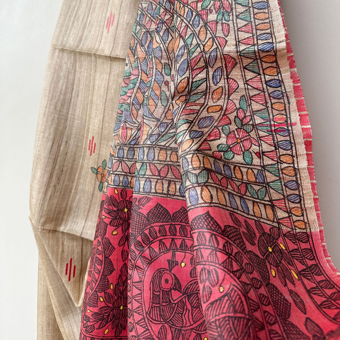 Chitralekha Handpainted Madhubani - Handwoven Tussar Silk Saree