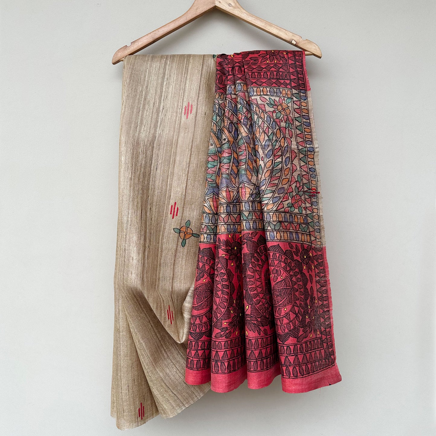 Chitralekha Handpainted Madhubani - Handwoven Tussar Silk Saree