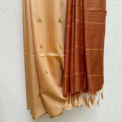 Chocolate Sand Cotton Silk Saree