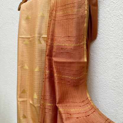 Chocolate Sand Cotton Silk Saree