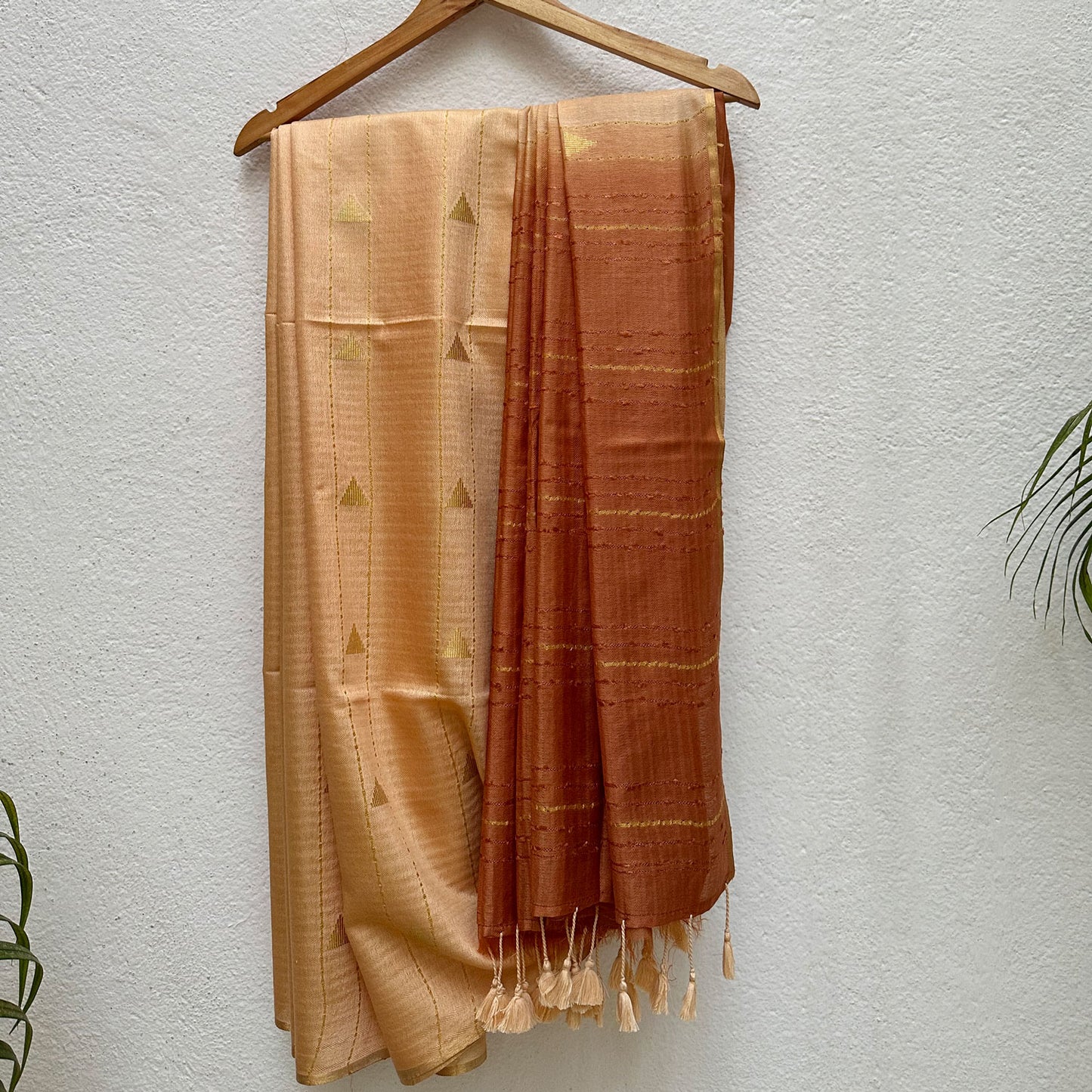 Chocolate Sand Cotton Silk Saree