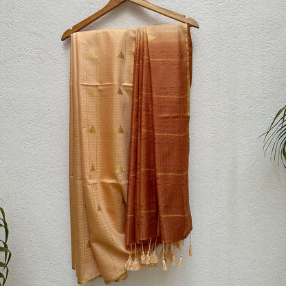 Chocolate Sand Cotton Silk Saree
