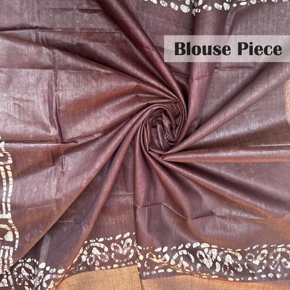 Cinnamon Love Batik Cotton Silk Saree