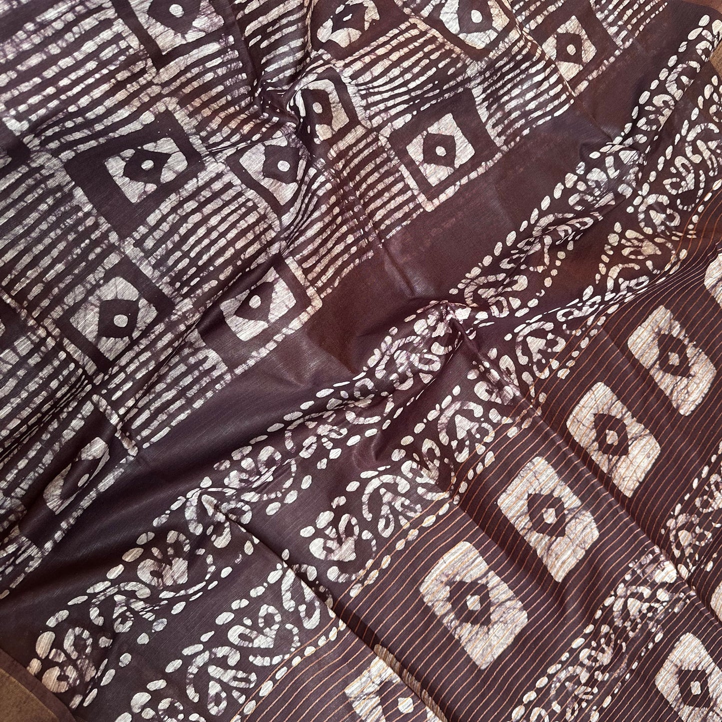 Cinnamon Love Batik Cotton Silk Saree