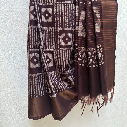 Cinnamon Love Batik Cotton Silk Saree