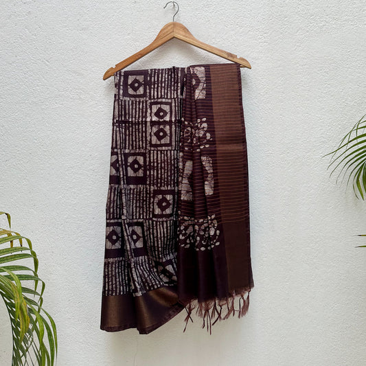 Cinnamon Love Batik Cotton Silk Saree