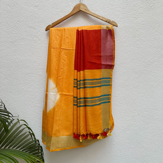 Citrus Tie n Dye Cotton Saree