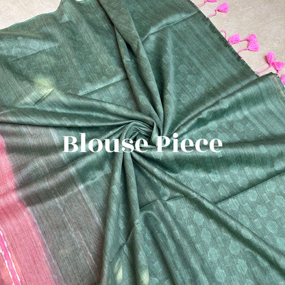 Claret Pink Cotton Bamboo Silk Saree