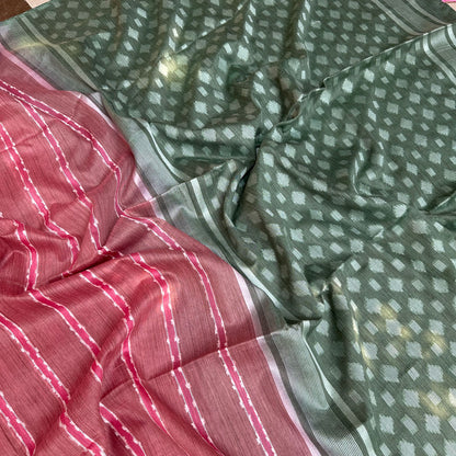 Claret Pink Cotton Bamboo Silk Saree