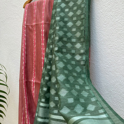 Claret Pink Cotton Bamboo Silk Saree