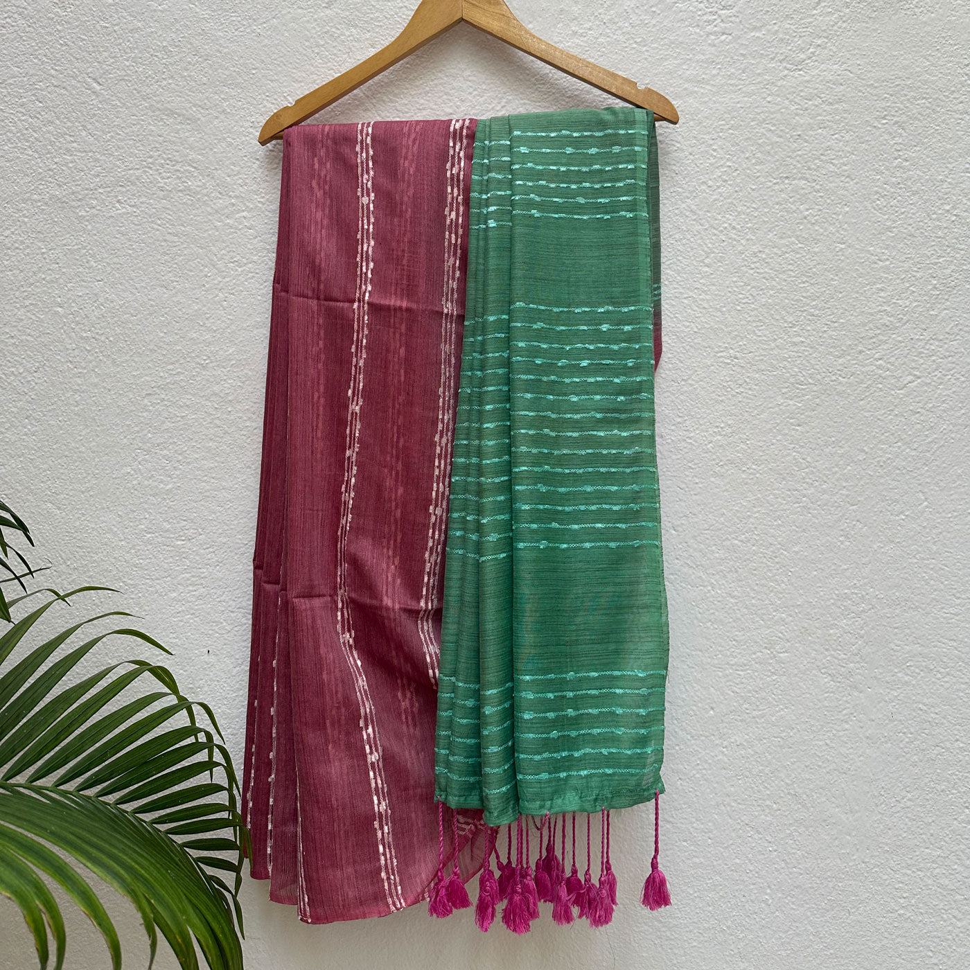 Claret Pink Cotton Bamboo Silk Saree