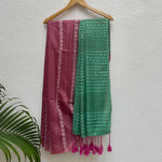 Load image into Gallery viewer, Claret Pink Cotton Bamboo Silk Saree
