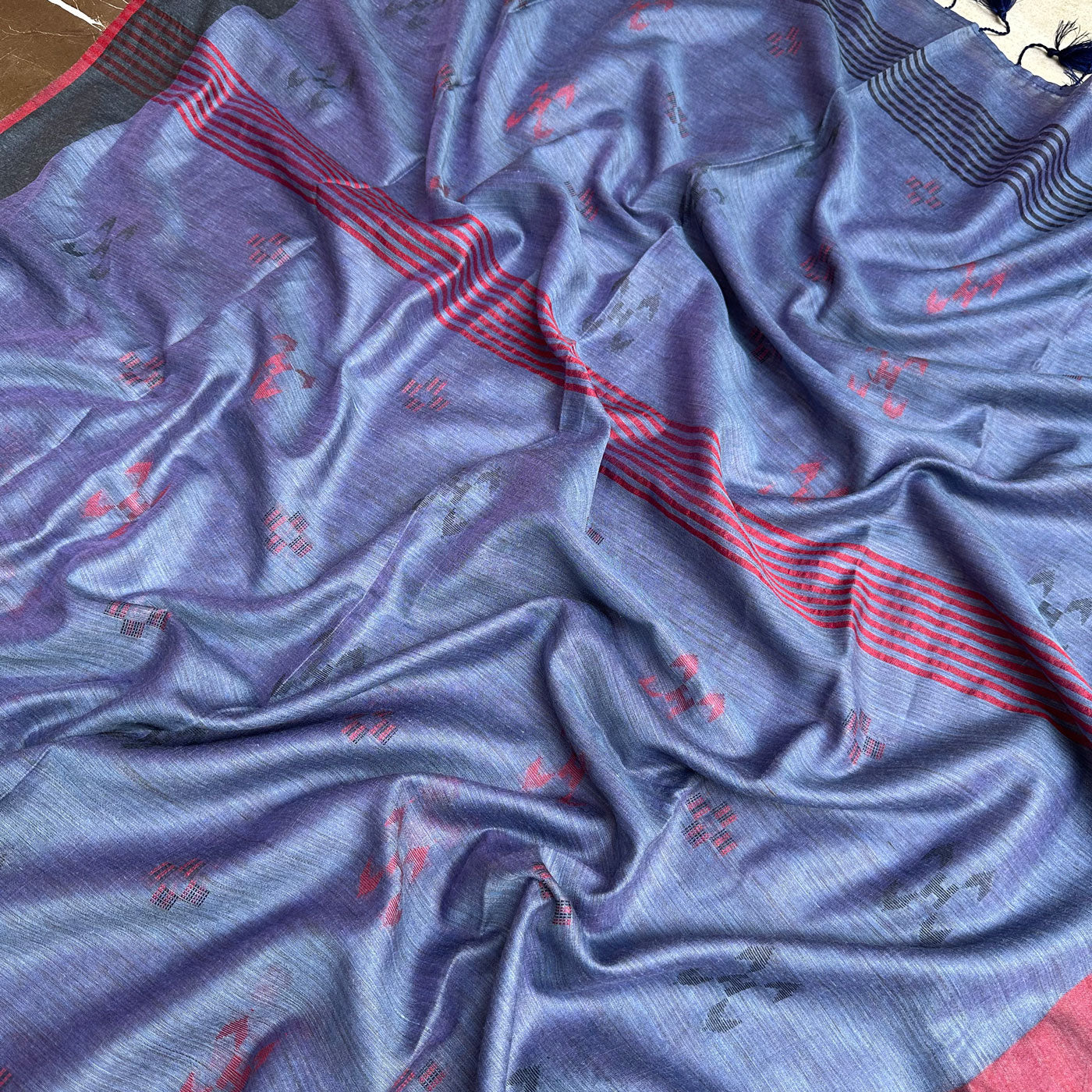 Cloudy Night Cotton Bamboo Saree