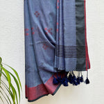 Load image into Gallery viewer, Cloudy Night Cotton Bamboo Saree
