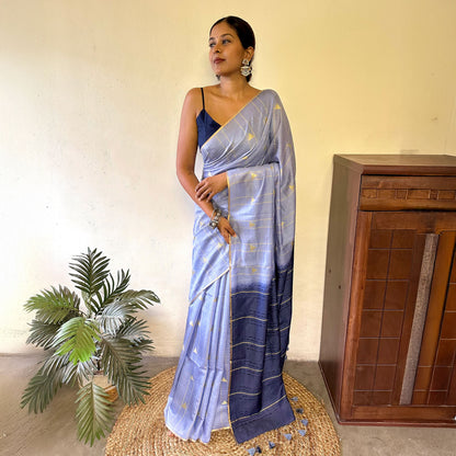 Cloudy Storm Cotton Silk Saree