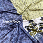 Load image into Gallery viewer, Cobalt Oasis Handblock Cotton Viscose Silk Saree

