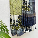 Load image into Gallery viewer, Cobalt Oasis Handblock Cotton Viscose Silk Saree
