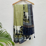 Load image into Gallery viewer, Cobalt Oasis Handblock Cotton Viscose Silk Saree
