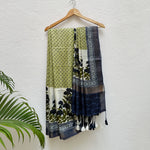 Load image into Gallery viewer, Cobalt Oasis Handblock Cotton Viscose Silk Saree
