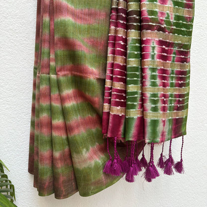 Comfrey Shibori Cotton Silk Saree