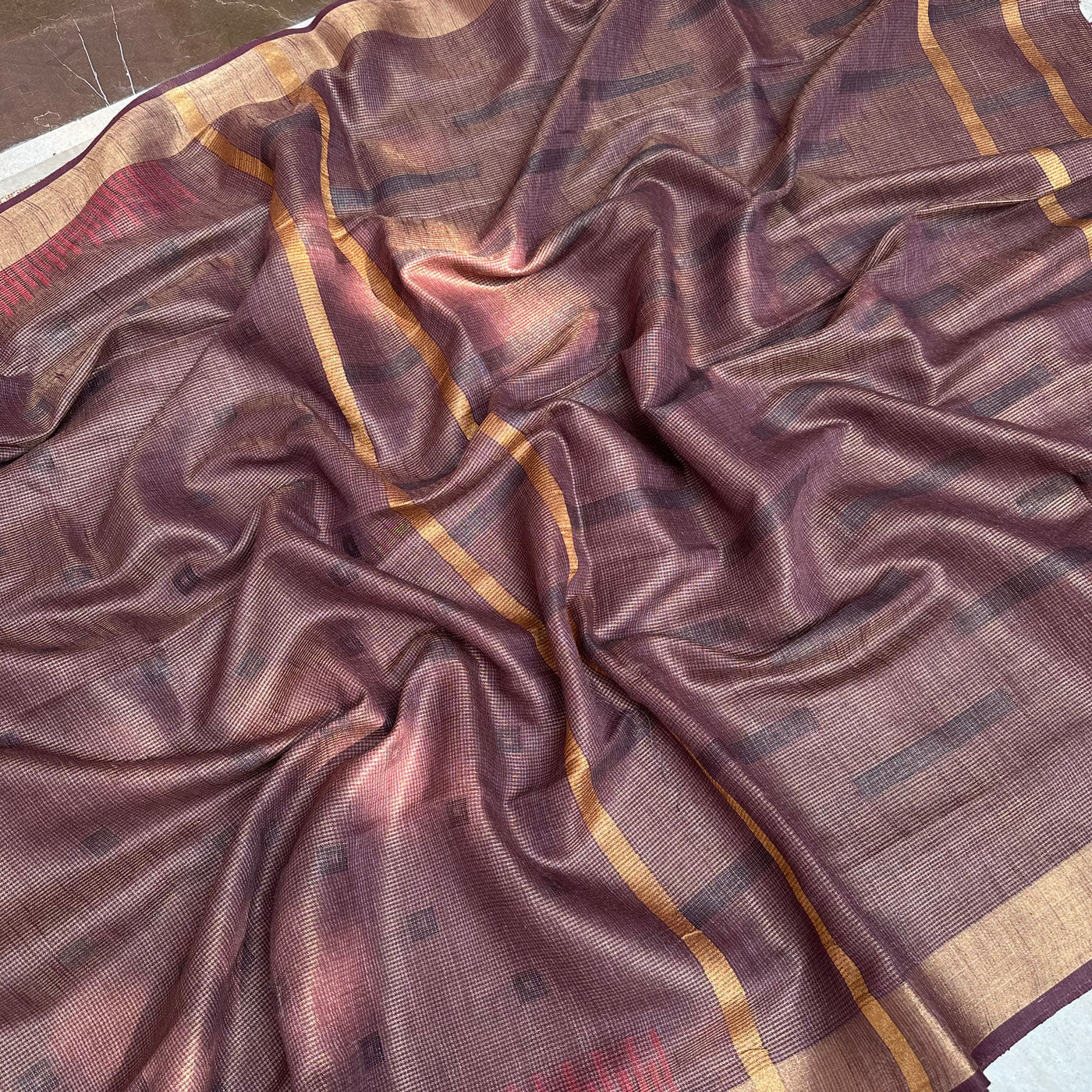 Copper Array Cotton Tissue Saree