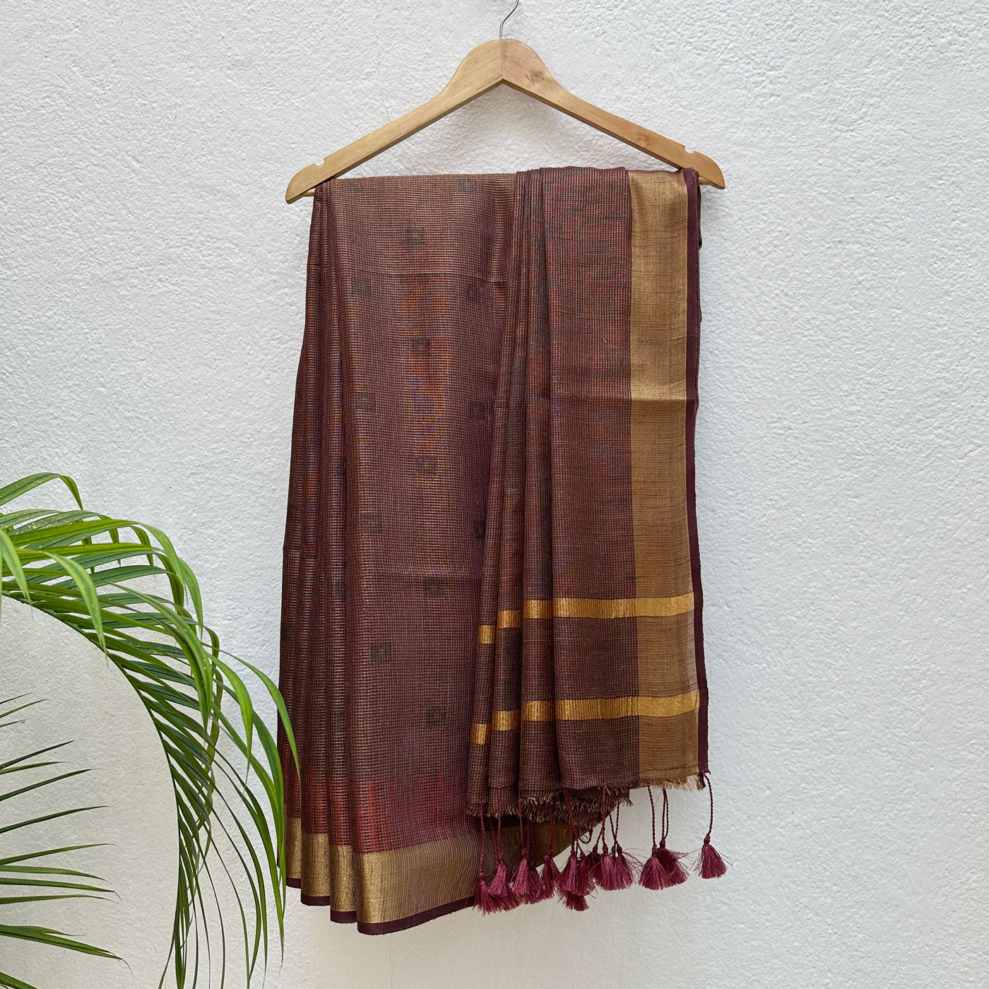Copper Array Cotton Tissue Saree