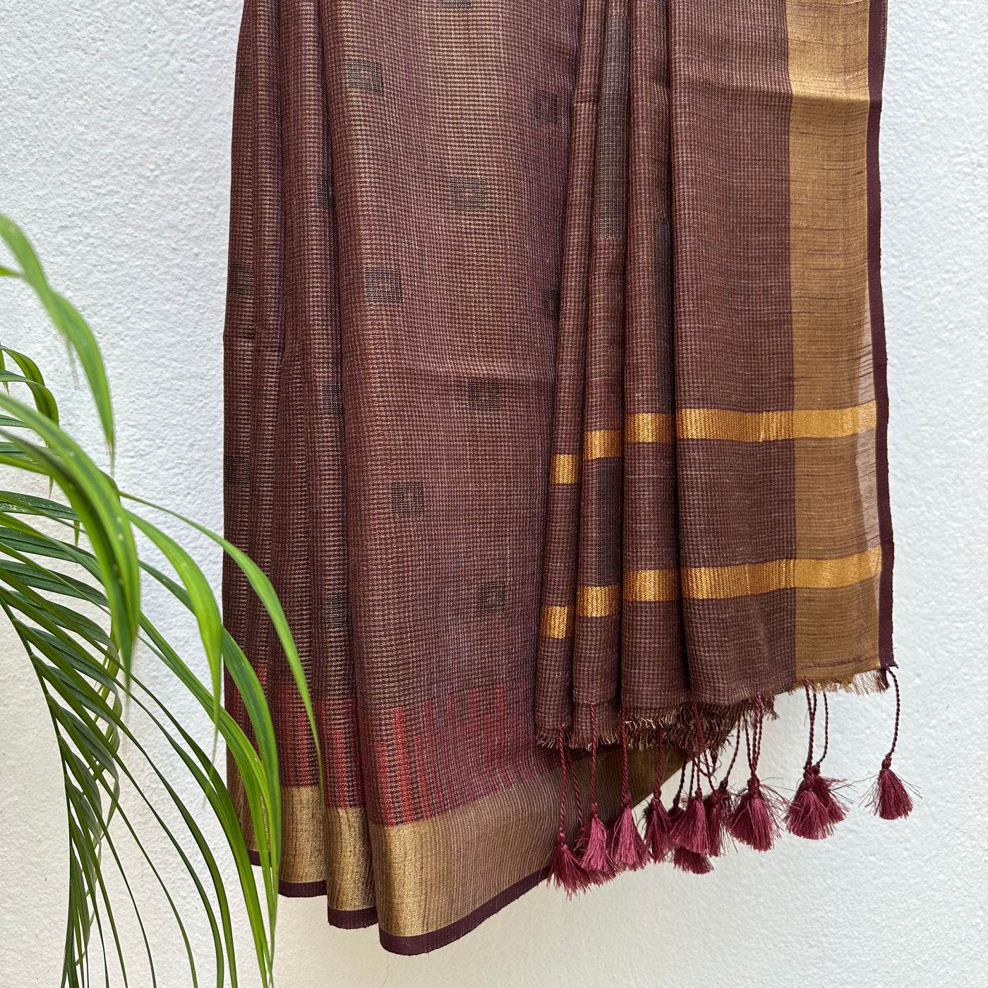 Copper Array Cotton Tissue Saree