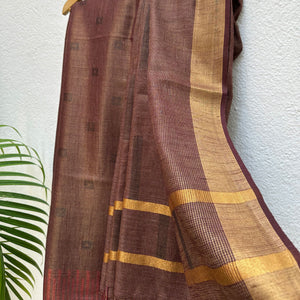 Copper Array Cotton Tissue Saree