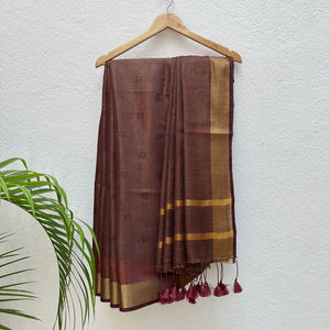 Copper Array Cotton Tissue Saree