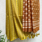 Load image into Gallery viewer, Corn Husk Cotton Bamboo Silk Saree
