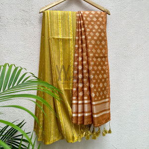 Corn Husk Cotton Bamboo Silk Saree