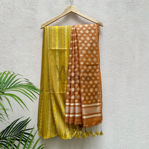 Corn Husk Cotton Bamboo Silk Saree