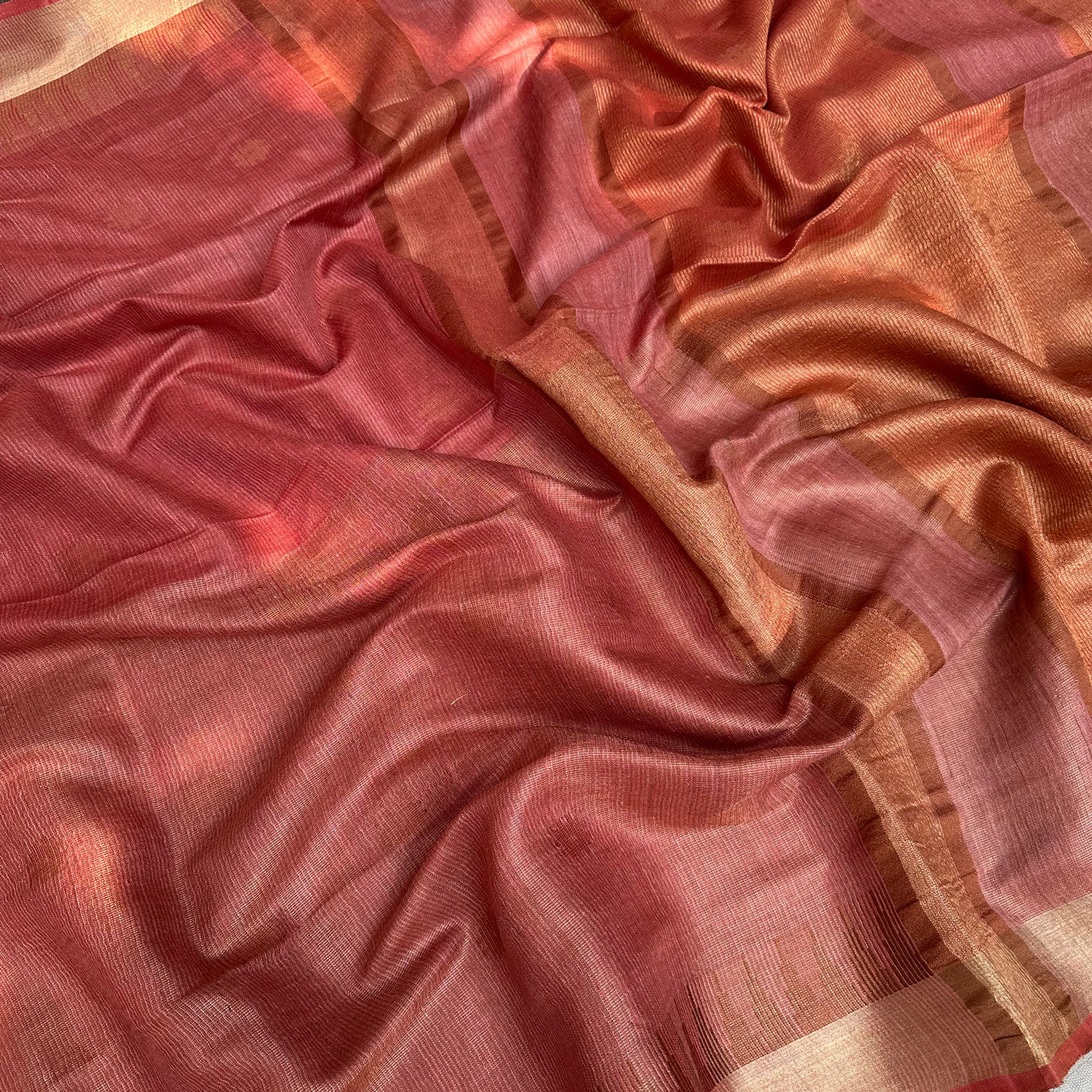Crab Apple Cotton Metallic Saree