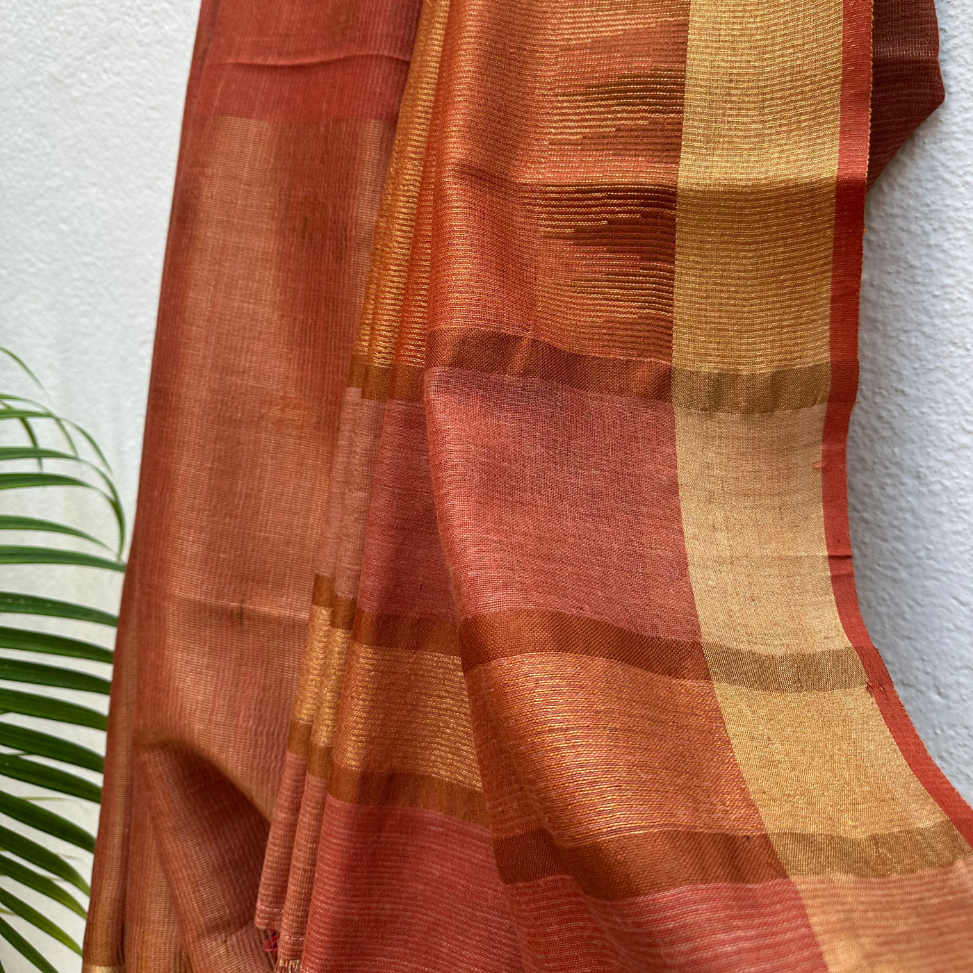 Crab Apple Cotton Metallic Saree