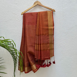 Crab Apple Cotton Metallic Saree