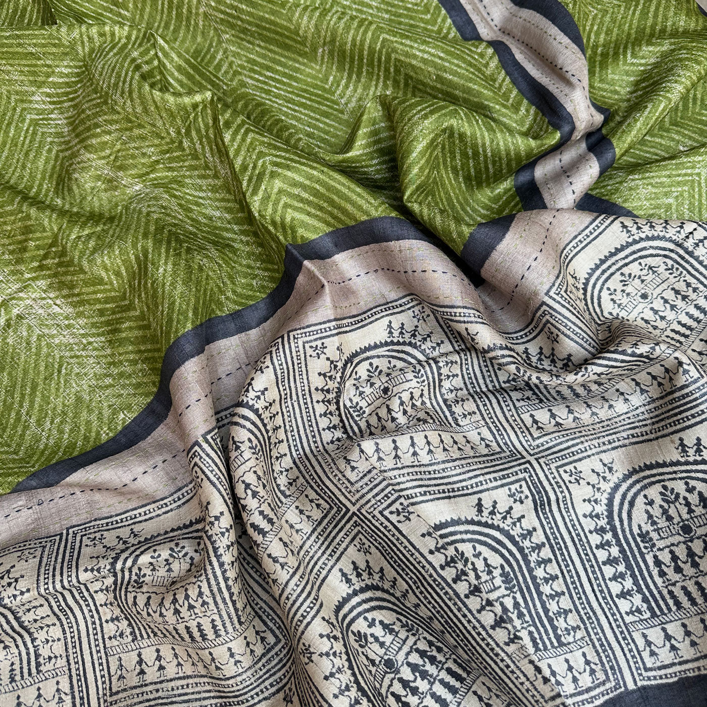 Daakshi Tribal Printed Desi Tussar Silk Saree