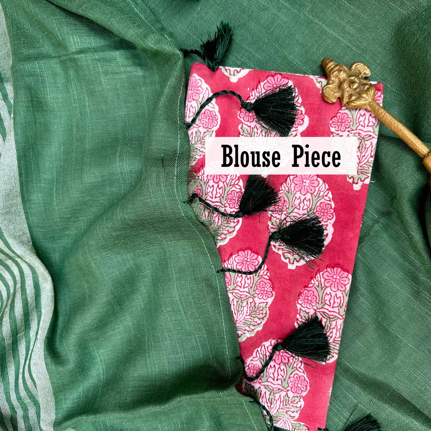 Dahlia Bloom Cotton Saree with Printed Blouse