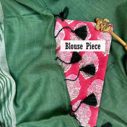 Dahlia Bloom Cotton Saree with Printed Blouse