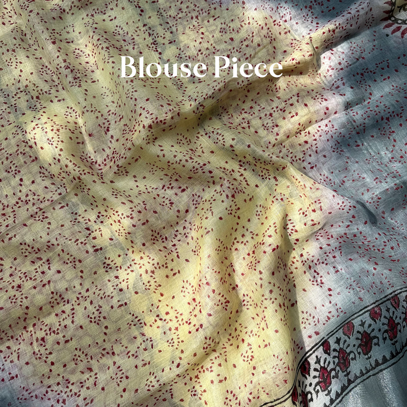 Dandellion Handblock Printed Pure Linen Saree