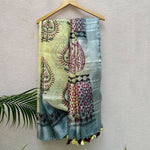Load image into Gallery viewer, Dandellion Handblock Printed Pure Linen Saree
