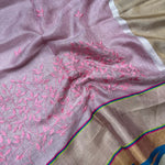 Load image into Gallery viewer, Dankamani  Embroidered Zari Linen Saree
