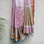 Load image into Gallery viewer, Dankamani  Embroidered Zari Linen Saree
