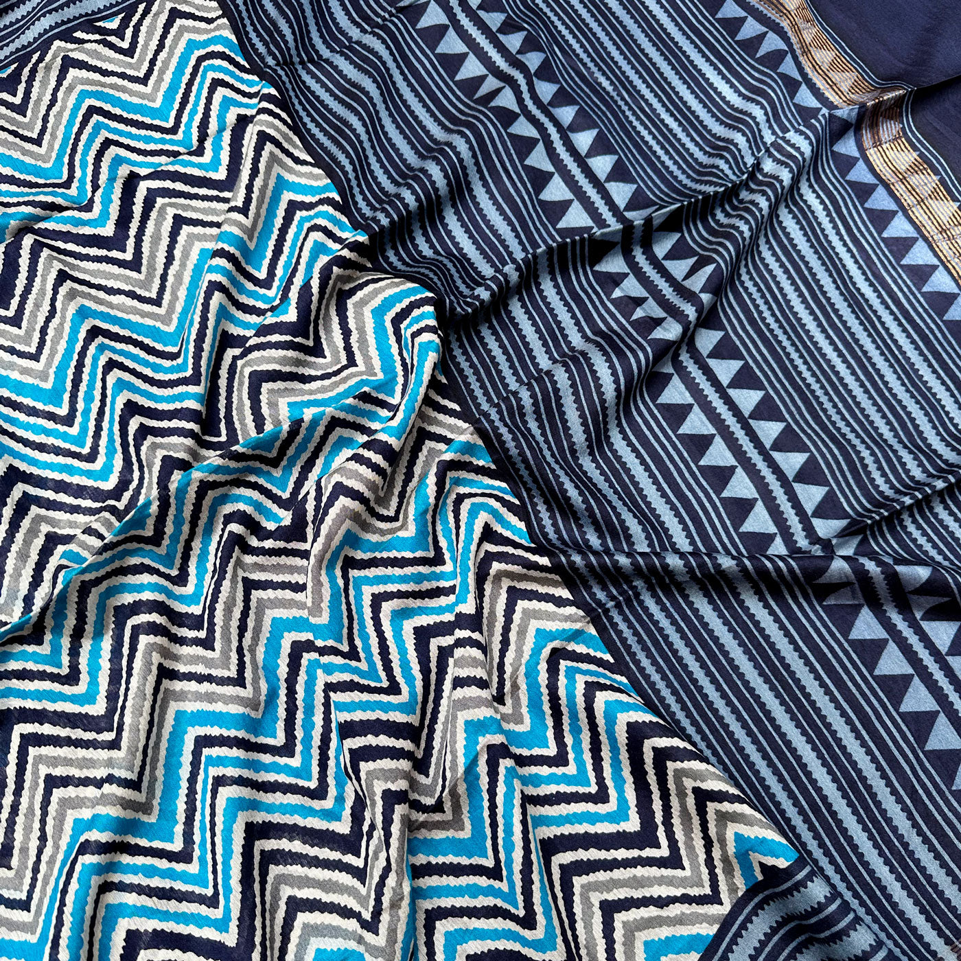 Daphne Chevron Cotton Silk Printed Saree