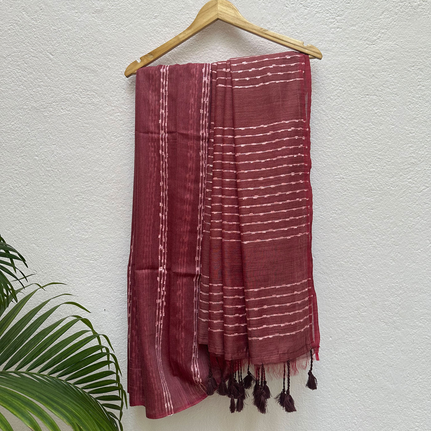 Deep Claret Cotton Bamboo Silk Saree