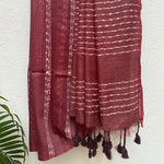 Load image into Gallery viewer, Deep Claret Cotton Bamboo Silk Saree
