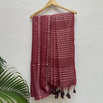 Load image into Gallery viewer, Deep Claret Cotton Bamboo Silk Saree
