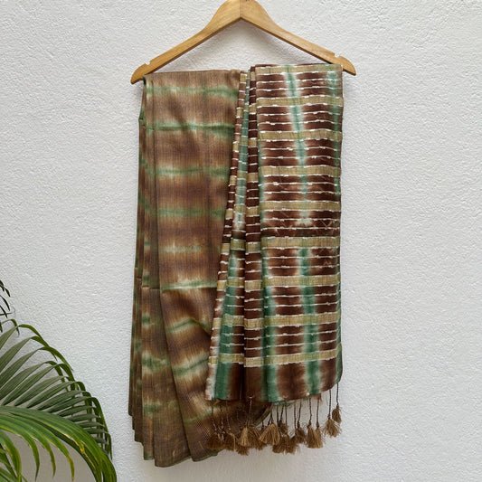 Desert Oasis Shibori Cotton Silk Saree